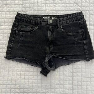 High Waisted Black Denim Shorts